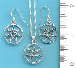 7 Pointed - Faery / Fairy Star Pendant & Earrings - Sterling - Click Image to Close