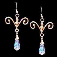 Bronze Crystal Drop Earrings - Click Image to Close