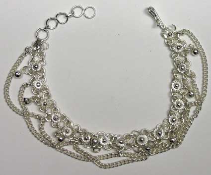 Anklet: Silvertone Fancy (10.5") - Click Image to Close