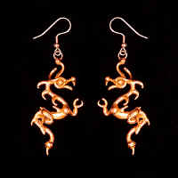 Bronze Dragon Earrings - Click Image to Close