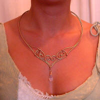 Bronze & Crystal Necklace - One Crystal Drop